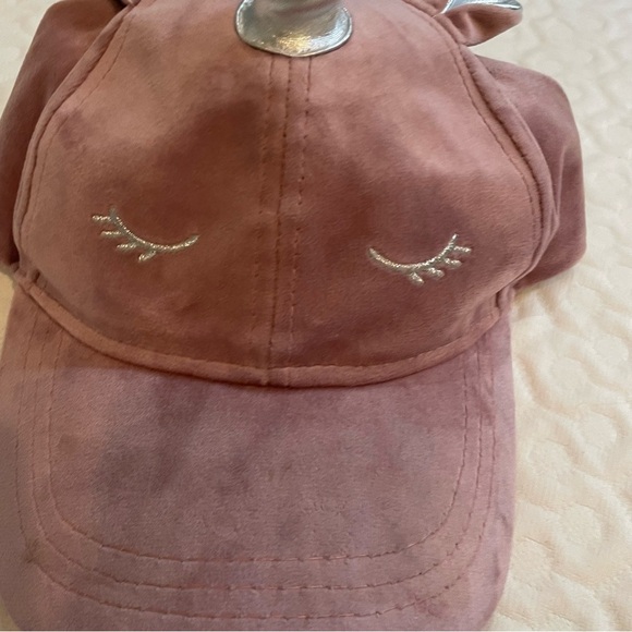 Unicorn Hat Big Girl’s One Size Faux Suede Pink Cap Adjustable Wonder Nation - Picture 2 of 4